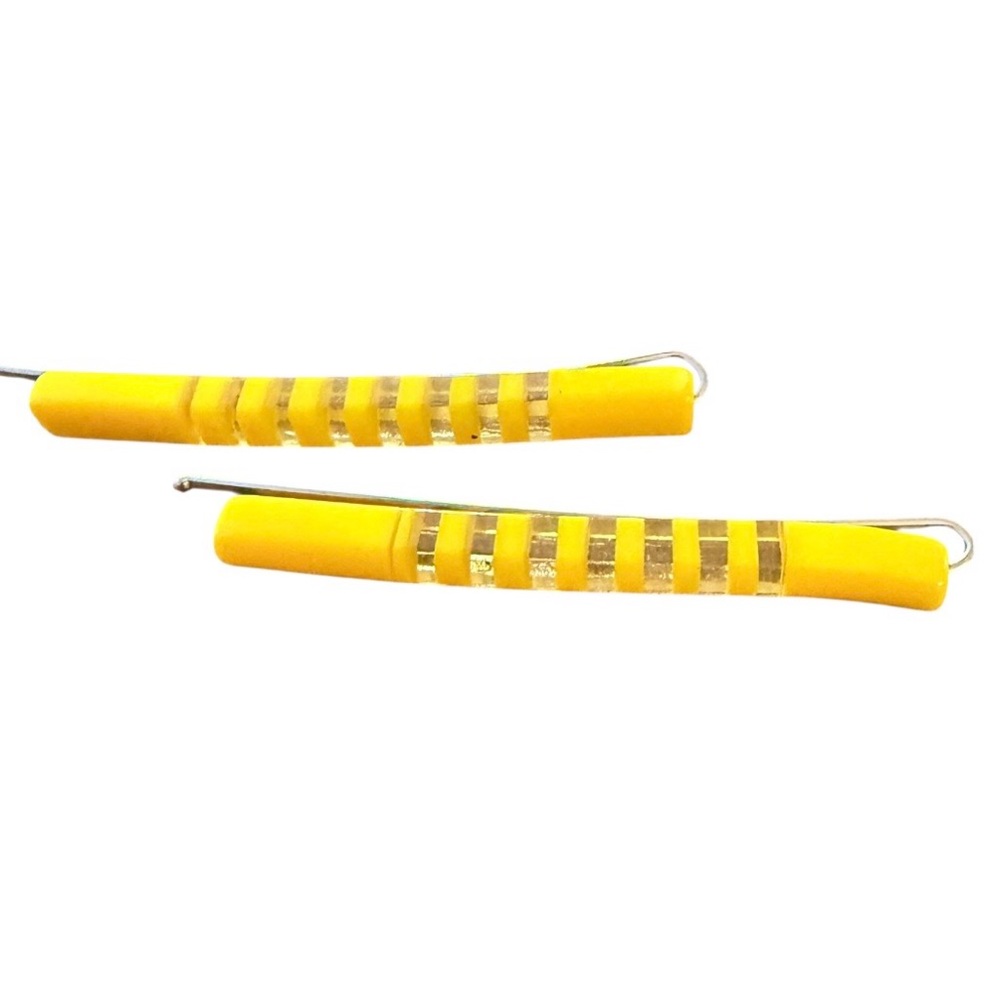 1970βs Yellow and Clear Striped Bobby Pinsβ Barrettes, 2.5β Long, Deadstock